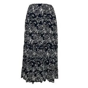 Black & White Paisley Cottage Maxi-Skirt Sheer/Lined Women's sz 10 EMMA & JAMES